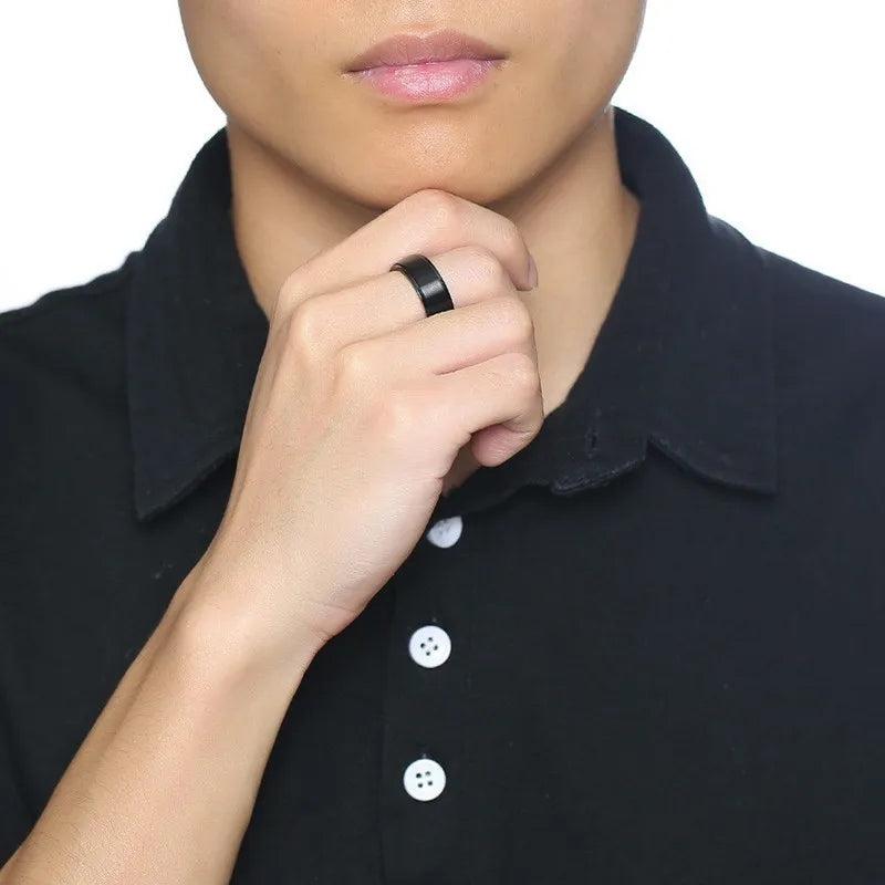 Bague Anneau Homme Anti-Stress Tournant noir