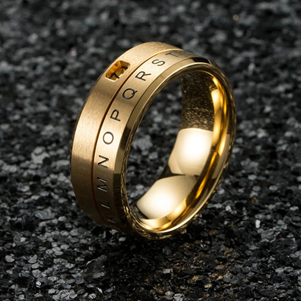 Bague Anneau Lettres Anti-Stress Tournant or