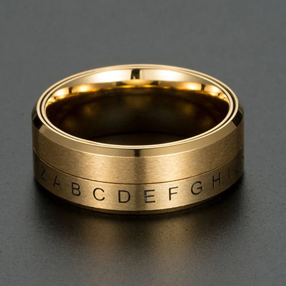 Bague Anneau Lettres Anti-Stress Tournant or