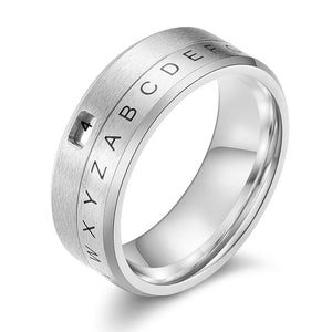 Bague Anneau Lettres Anti-Stress Tournant argent