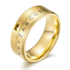 Bague Anneau Lettres Anti-Stress Tournant or