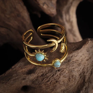 Bague Anneau Lune et Etoile
