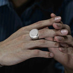 Bague Anneau Noirs Cube Métatron argent