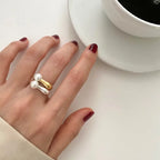 Bague Anneau Pour Femme avec Perle Blanche argent