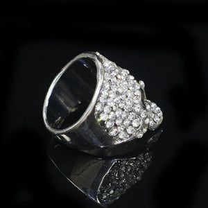 Bague Anneau Tête de Mort en Strass