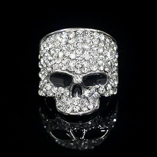 Bague Anneau Tête de Mort en Strass
