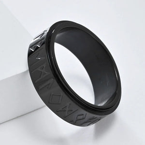 Bague Anneau Viking Homme Anti-Stress Tournant noir