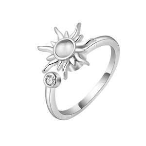 Bague Anti-Stress Anneau Tournant Soleil argent