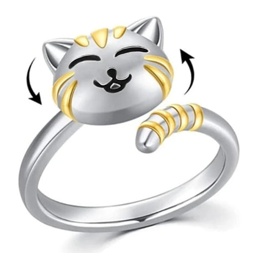 Schattige anti-stress kattenring met draaibare kop