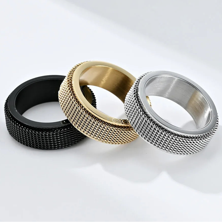Bague anti-stress rotative à motif torsadé
