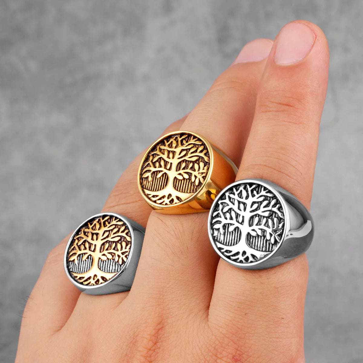 Bague Arbre de Vie pour Homme or et argent