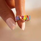 Geometrische regenboogring goud