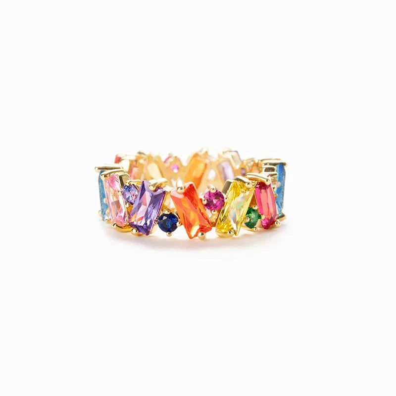 Geometrische regenboogring goud