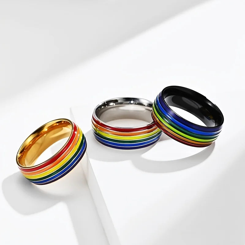 Regenboog ring voor heren zilver