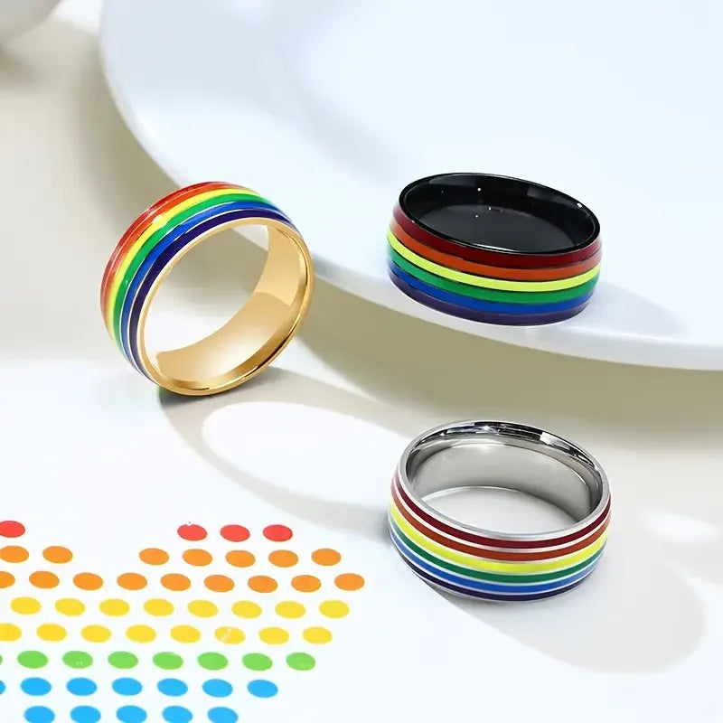 Regenboog ring voor heren goud