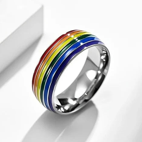 Regenboog ring voor heren zilver