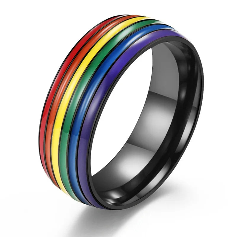 Regenboog ring voor heren zwart