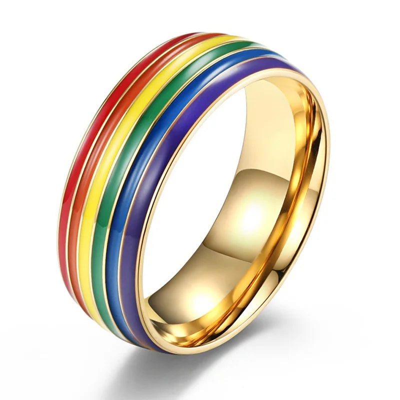 Regenboog ring voor heren goud