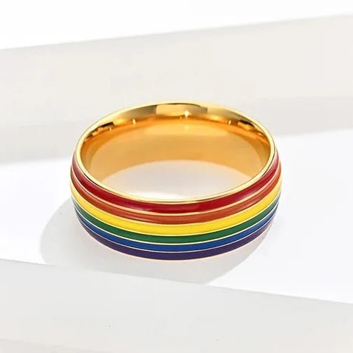 Regenboog ring voor heren goud
