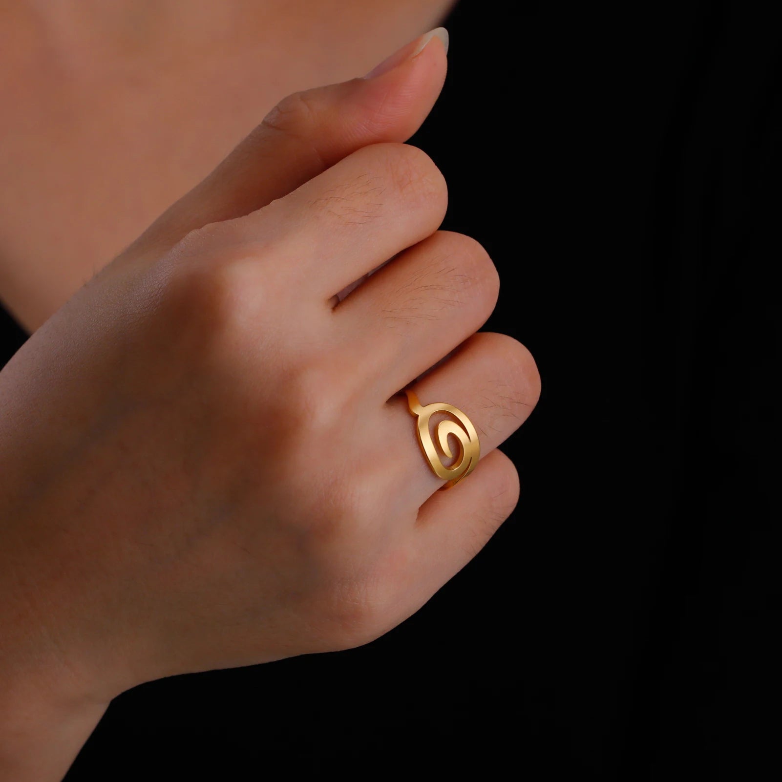 Ring met spiraaldesign voor dames, rond, goud