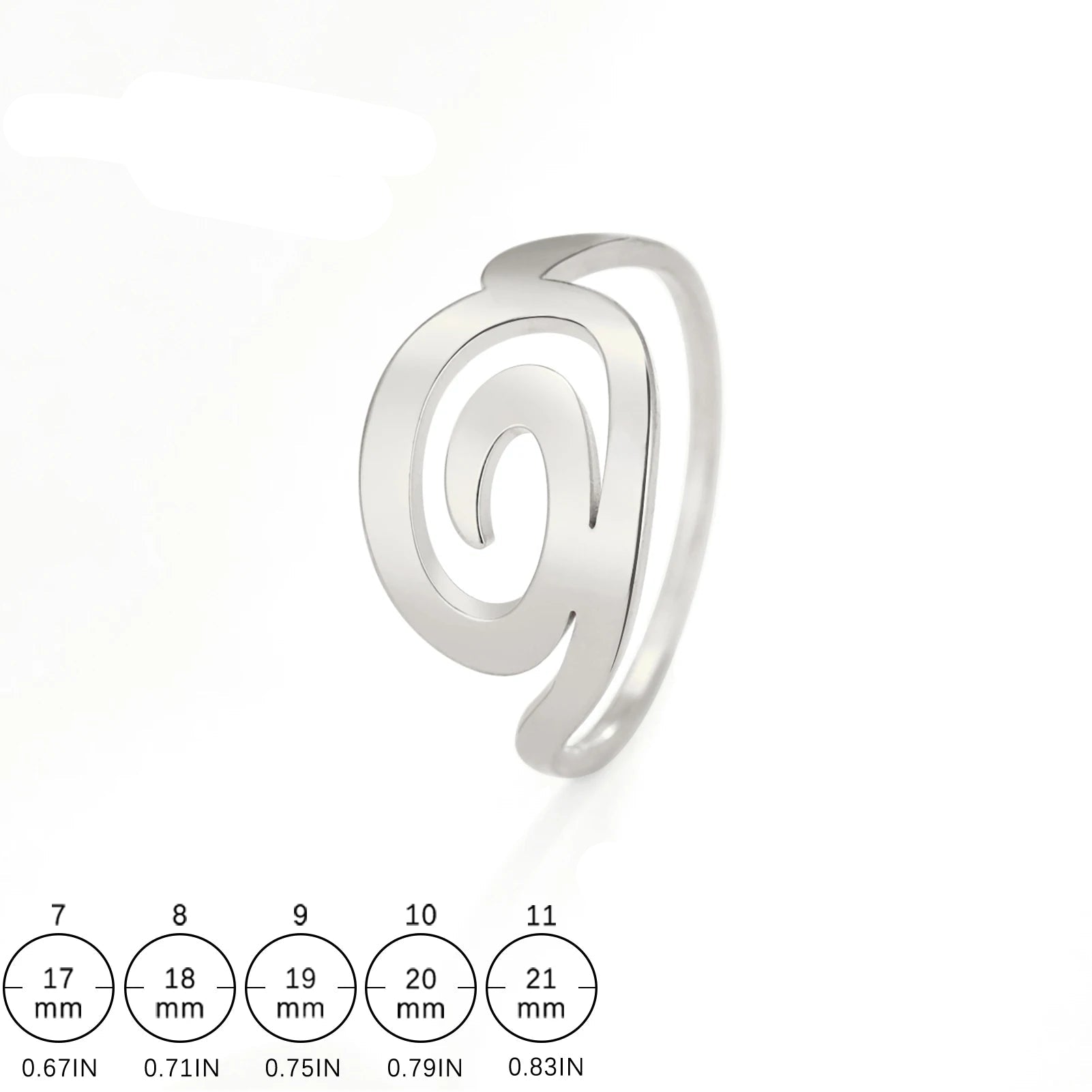 Ring met spiraaldesign voor dames, zilver