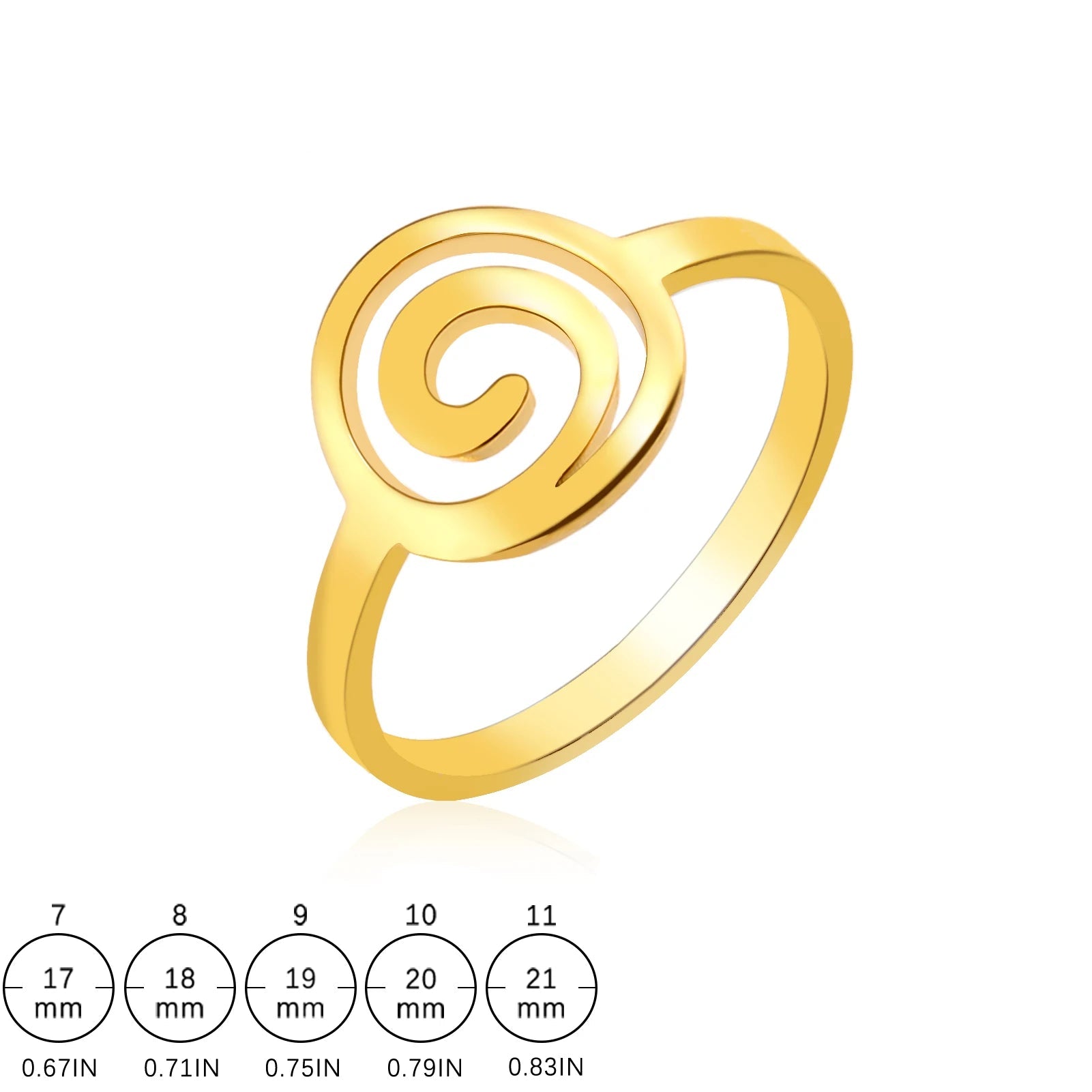 Ring met spiraaldesign voor dames, rond, goud