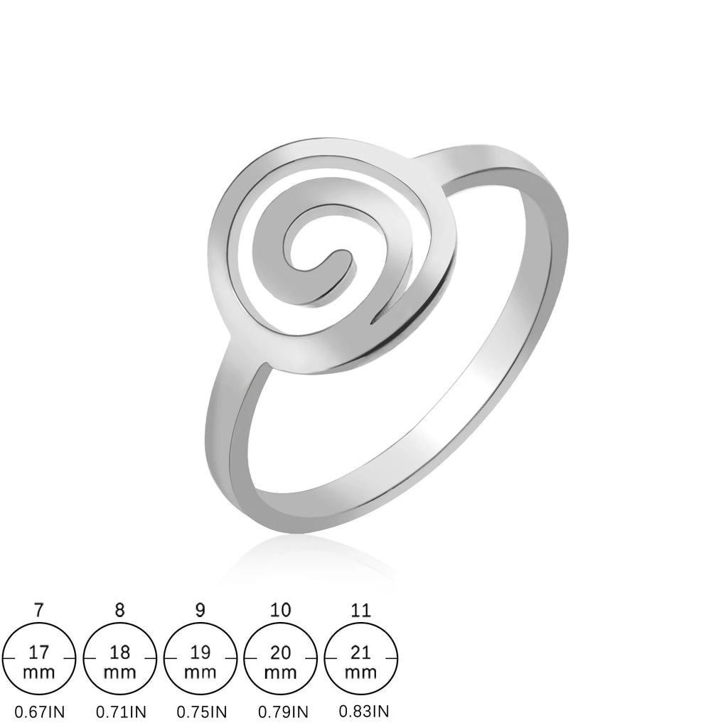 Ring met spiraaldesign voor dames, rond, zilver