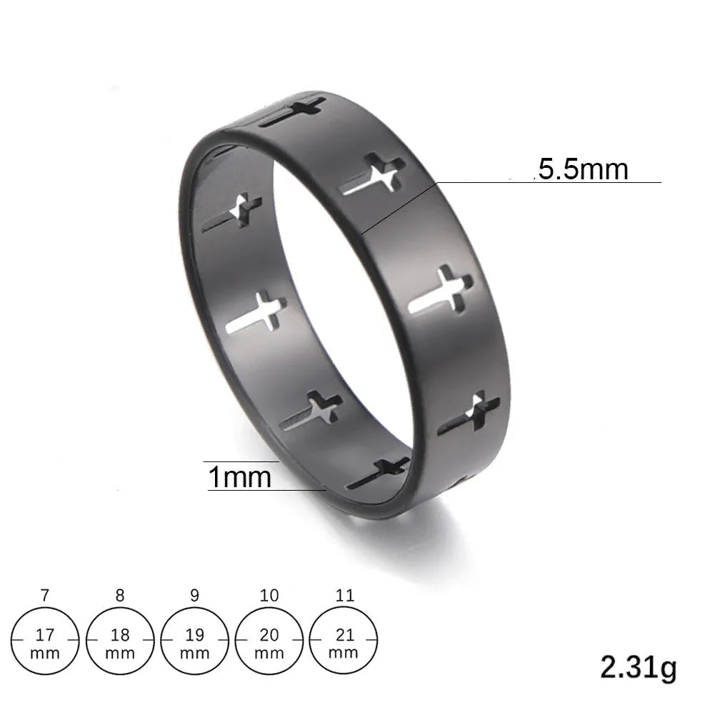 Ring met opengewerkte zwarte kruis