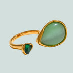 Bague avec Goutte d'Eau en Pierre Naturelle et Zircon