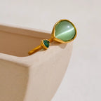 Bague avec Goutte d'Eau en Pierre Naturelle et Zircon