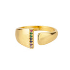 Brede gepersonaliseerde ring met regenbooginitiaal i