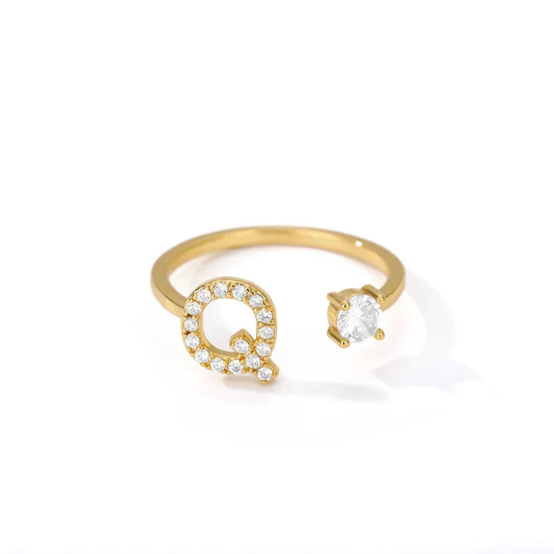 Gepersonaliseerde ring met initiaal q