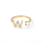 Ring met initiale in strass voor dames - letter 