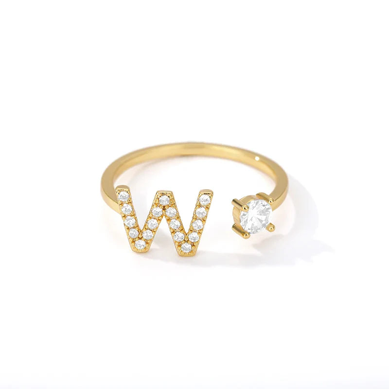 Ring met initiale in strass voor dames - letter 
