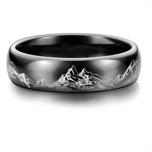 Bague avec Montagnes pour Homme noir