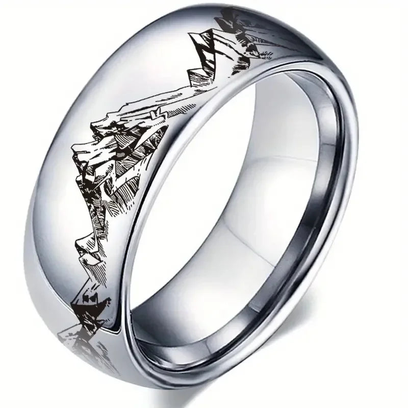 Bague avec Montagnes pour Homme argent