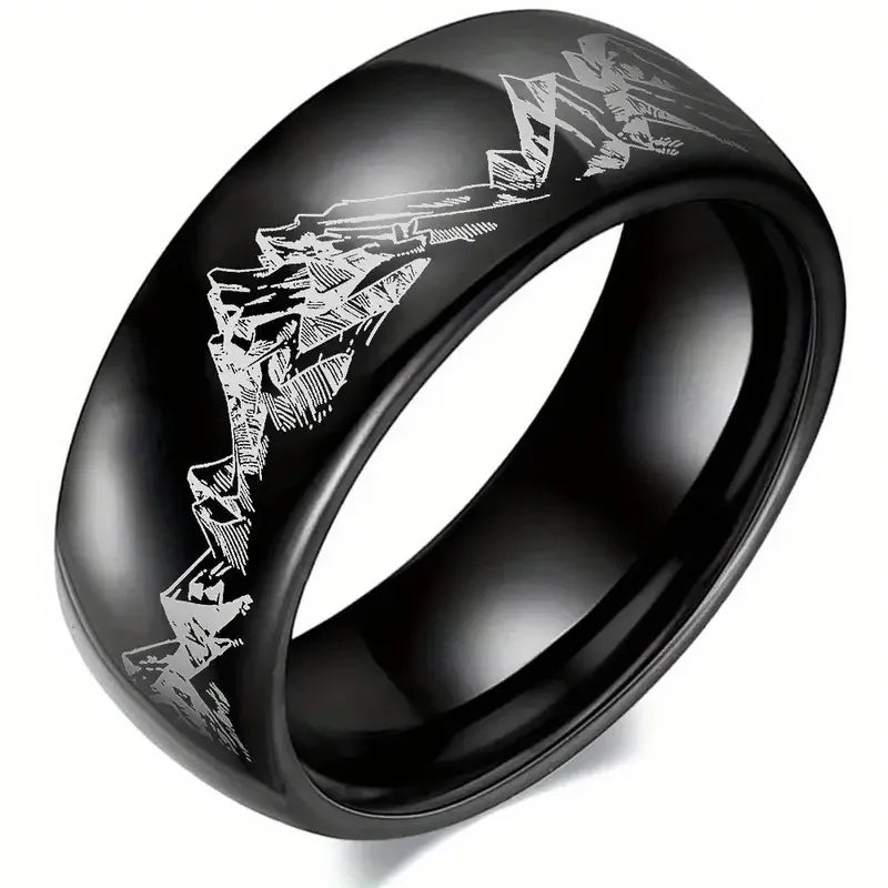 Bague avec Montagnes pour Homme noir