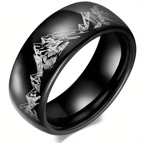 Bague avec Montagnes pour Homme noir