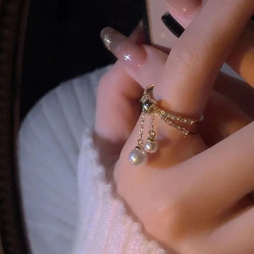 Ring met hangende parels