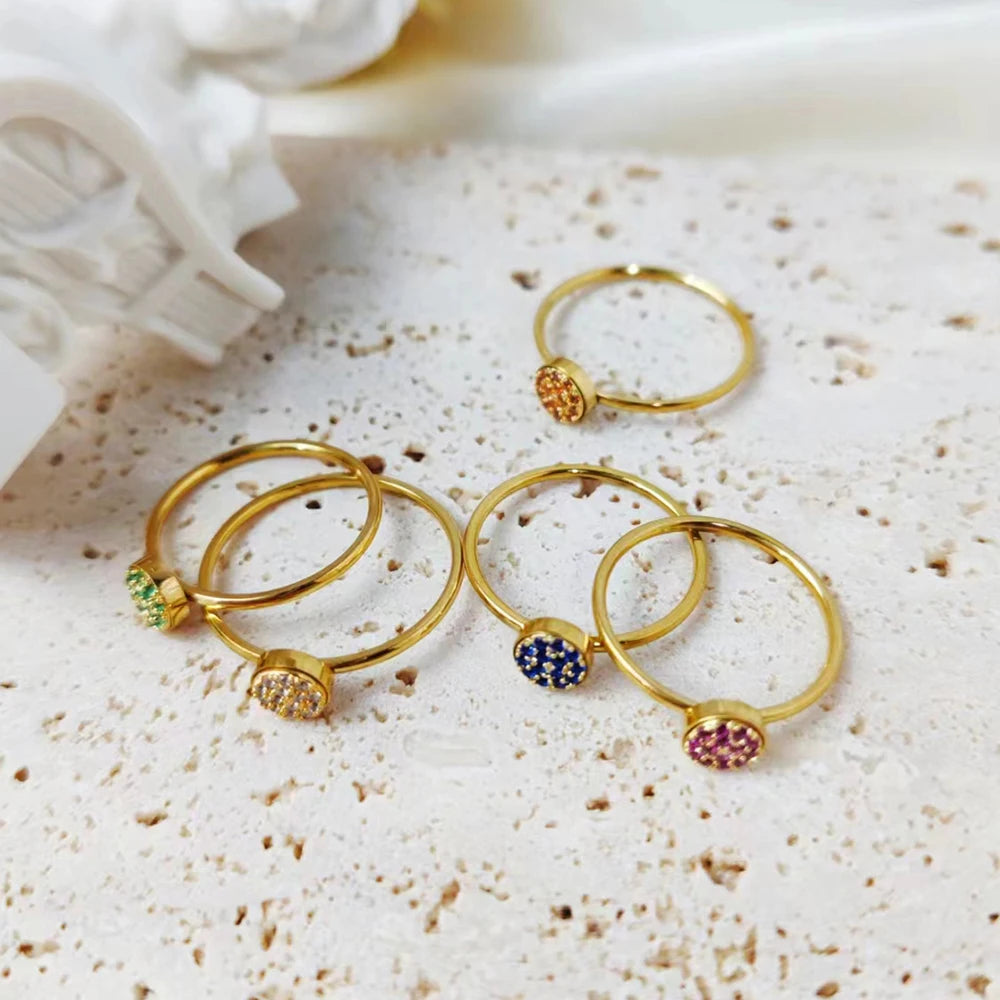 Ring met kleine ronde geboortestenen voor dames