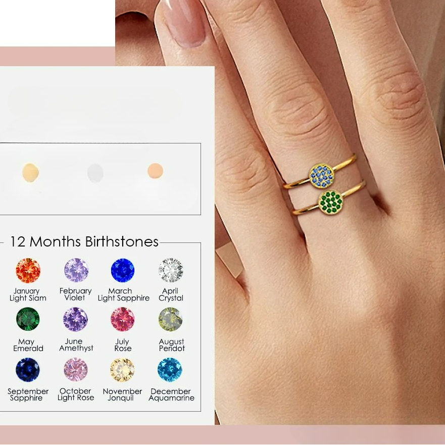 Ring met kleine ronde geboortestenen voor dames