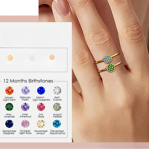 Ring met kleine ronde geboortestenen voor dames