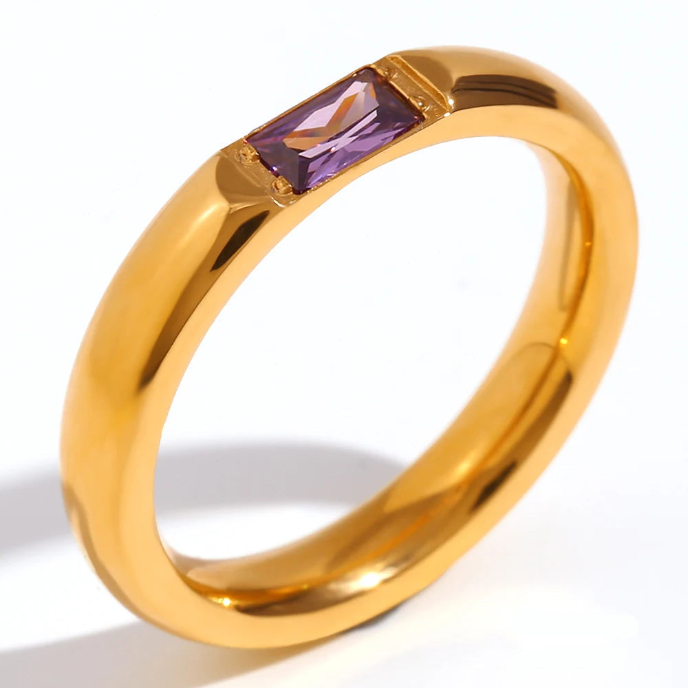 Ring met geboortesteen gezet voor dames februari