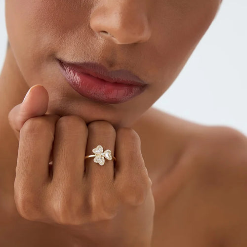 Bague avec Trèfle à 3 Feuilles en Zircon