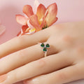 Bague avec Trèfle à 3 Feuilles en Zircon Vert