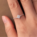 Bague avec Trèfle à 4 Feuilles en Zircon