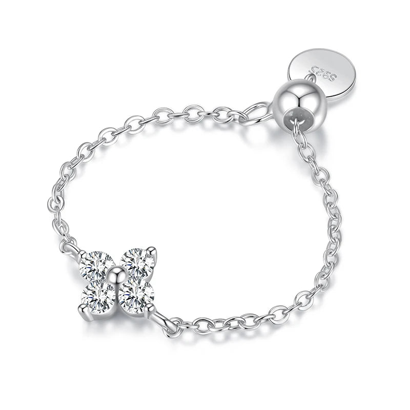 Bague avec Trèfle à 4 Feuilles en Zircon