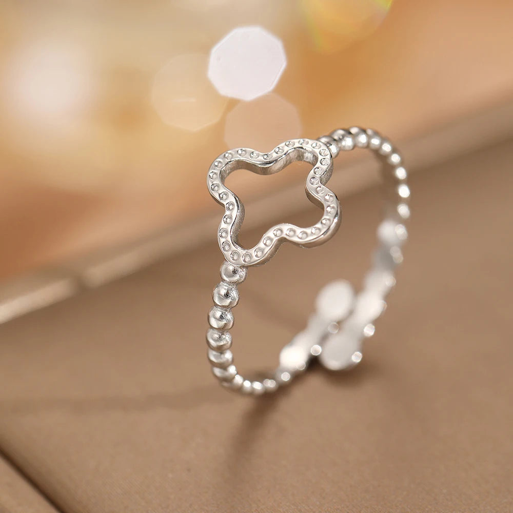 Bague avec Trèfle à 4 Feuilles pour Femme argent