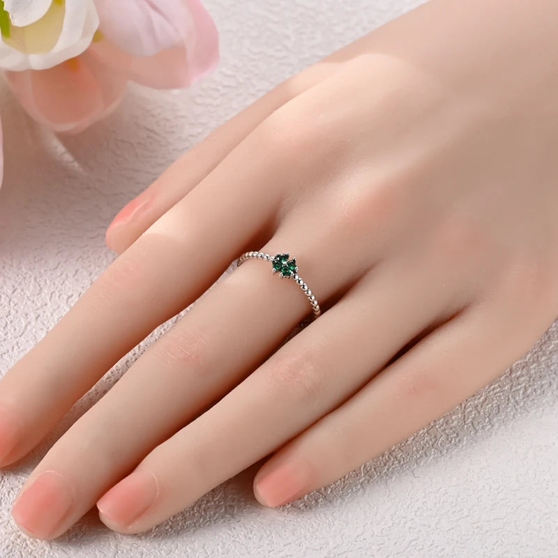 Bague avec Trèfle à 4 Feuilles Vert