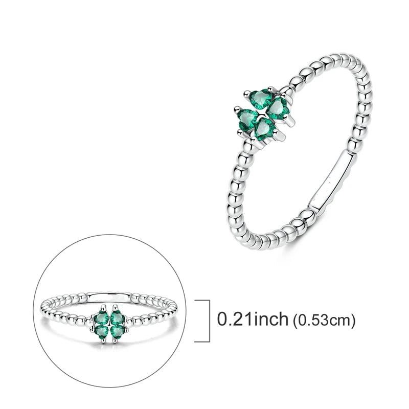 Bague avec Trèfle à 4 Feuilles Vert